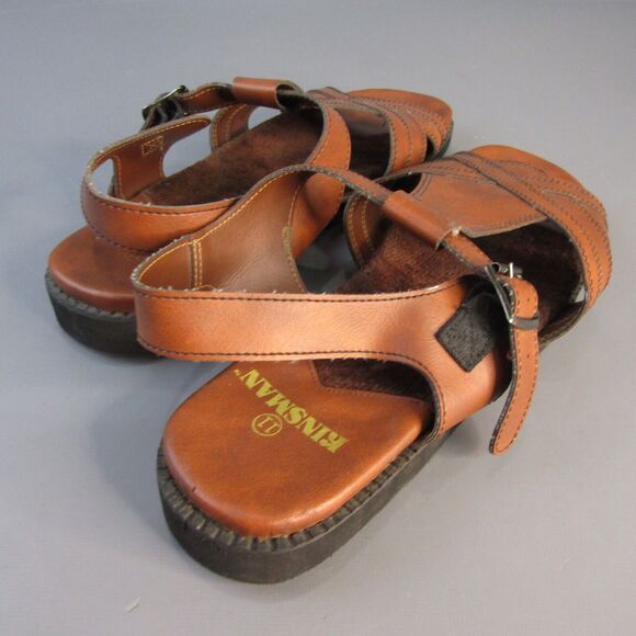 Vintage Kinsman Faux Leather Sandals Men's Size 11 Buckle Strap Open Toe Shoes - Picture 6 of 8